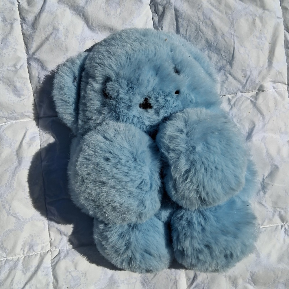 blue bunny/rabbit Bear bag Purse faux fur Fuzzy golden chain Bag
